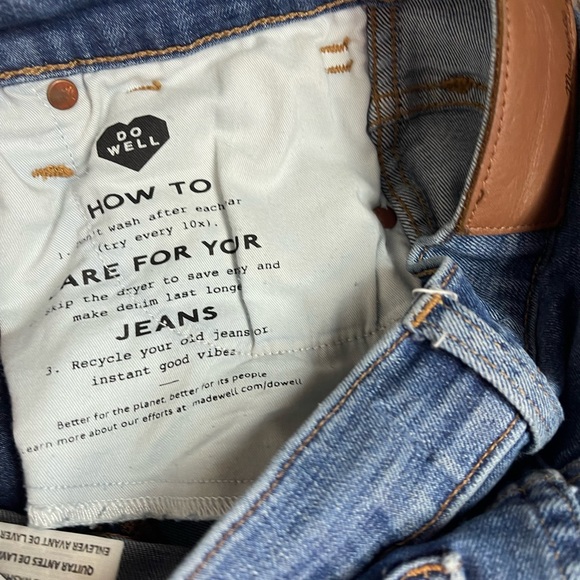 Madewell 10" High Rise Skinny Jeans Button Fly Raw Hem Mid Wash Denim Jean 26 - Picture 8 of 9